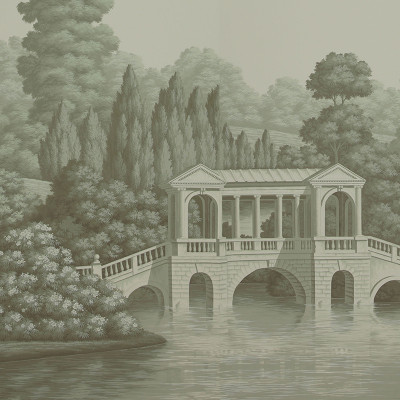 Обои ручная роспись English Landscape Crystal Grey on scenic paper