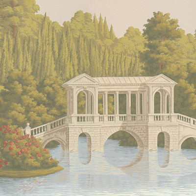 Обои ручная роспись English Landscape Special Colourway on scenic paper 2