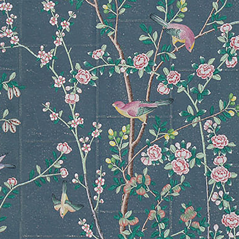 Обои ручная роспись Jardinieres & Citrus Trees Dark Blue