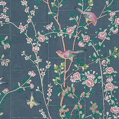 Обои ручная роспись Jardinieres & Citrus Trees Dark Blue