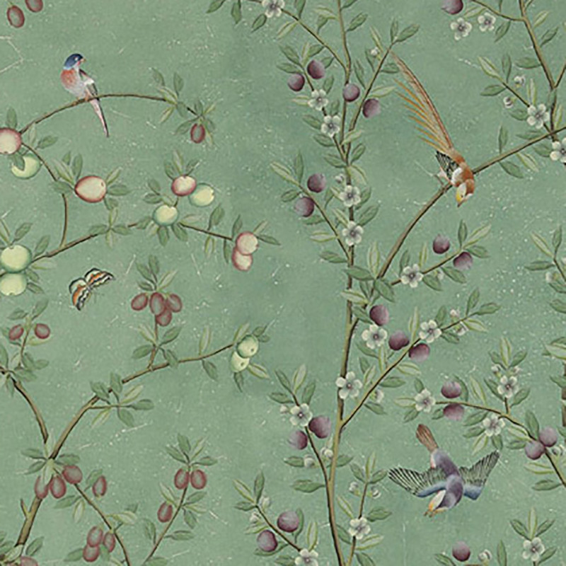 Обои ручная роспись Jardinieres & Citrus Trees Edo Turquoise