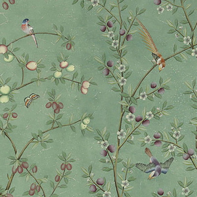 Обои ручная роспись Jardinieres & Citrus Trees Edo Turquoise
