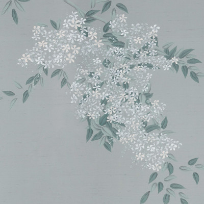 Обои ручная роспись Jasmine Standard colourway on Wood Ash slub silk