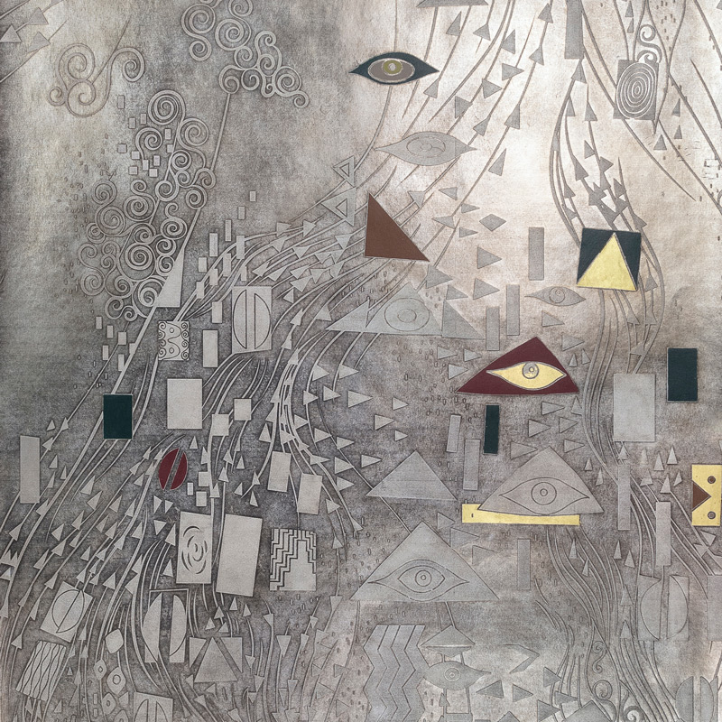 Обои ручная роспись Klimt Polished Silver bas relief gilded paper