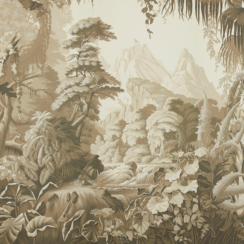 Обои ручная роспись L'Eden Sepia on scenic paper