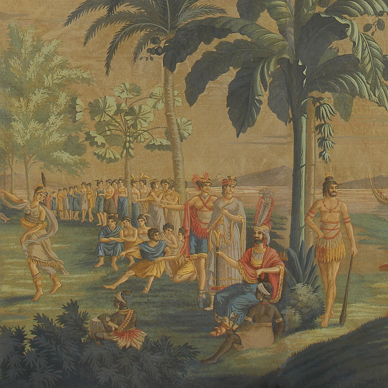 Обои ручная роспись Les Sauvages de la Mer Pacifique Charvet on antique scenic Xuan paper