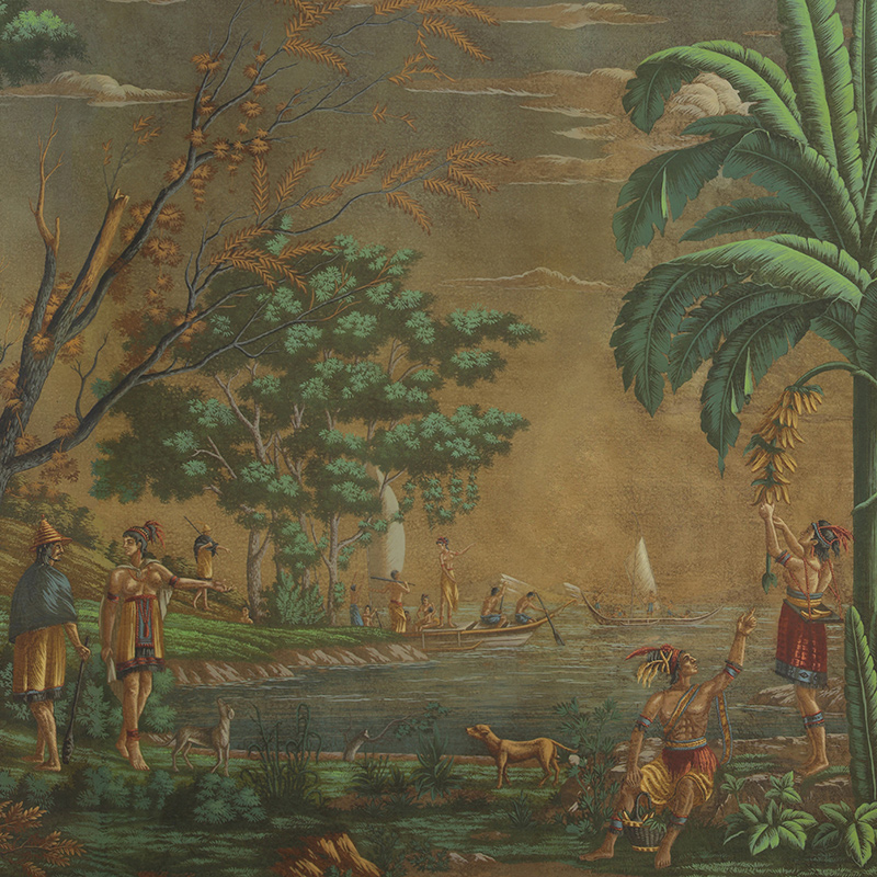 Обои ручная роспись Les Sauvages de la Mer Pacifique Paille on antique scenic Xuan paper