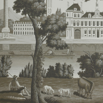 Обои ручная роспись Monuments of Paris Eau Forte on scenic paper