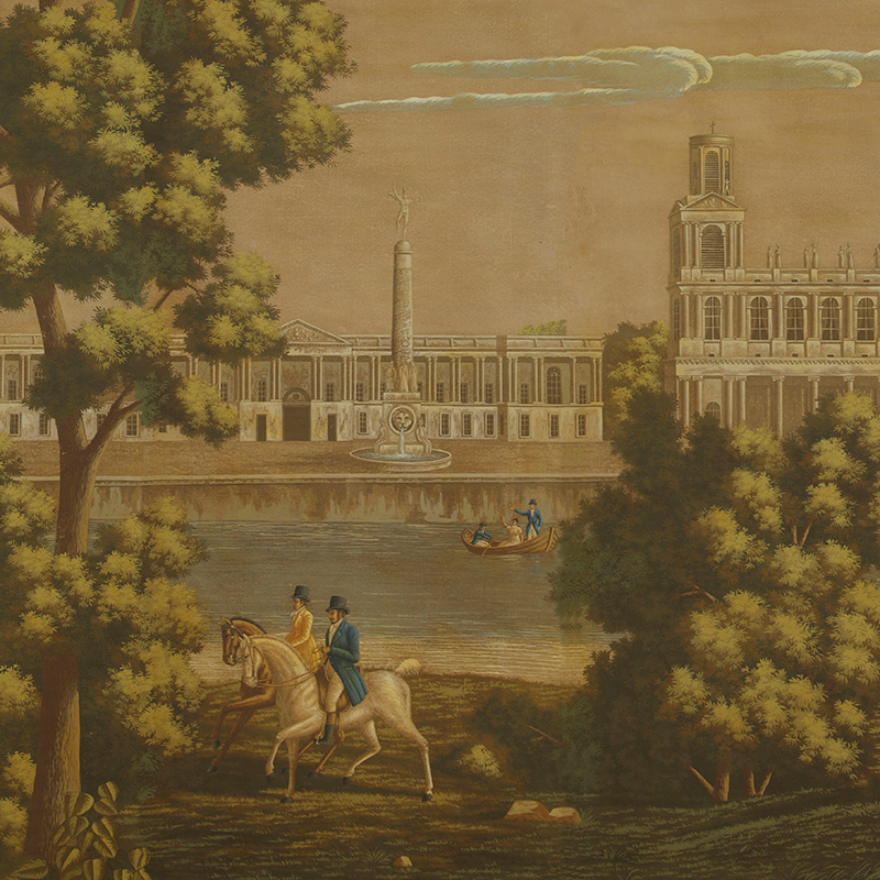 Обои ручная роспись Monuments of Paris Roberts on antique scenic Xuan paper