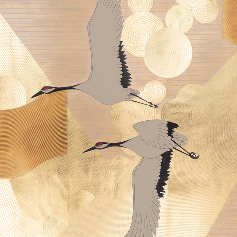 Обои ручная роспись Namban Colourway SC-244 on Deep Rich Gold gilded paper