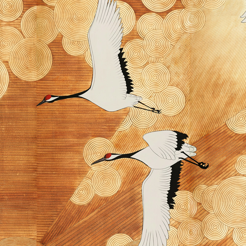 Обои ручная роспись Namban Polished Copper on Deep Rich Gold gilded paper