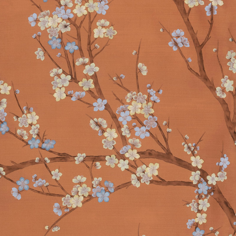 Обои ручная роспись Nara Original colourway on Bronze metallic silk