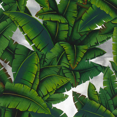 Обои ручная роспись Palms Gaugin on Ocean Silver gilded paper