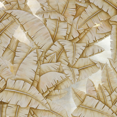 Обои ручная роспись Palms Sand on Tarnished Silver gilded paper with nickel pearlescent antiquing