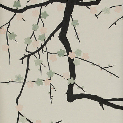 Обои ручная роспись Plum Blossom Special Colourway on Bleached White dyed silk