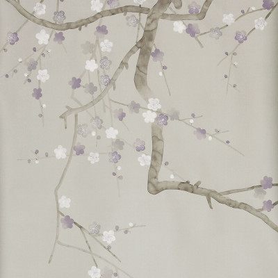 Обои ручная роспись Plum Blossom Special Colourway on Oyster Shell metallic silk