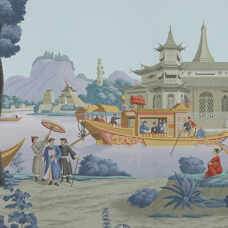 Обои ручная роспись Procession Chinoise Charvet on scenic paper