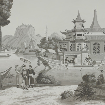 Обои ручная роспись Procession Chinoise Eau Forte on scenic paper