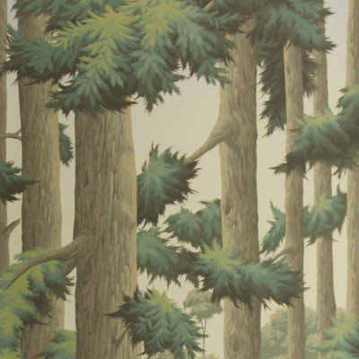 Обои ручная роспись Redwoods Sequoia colourway on Aurore scenic paper
