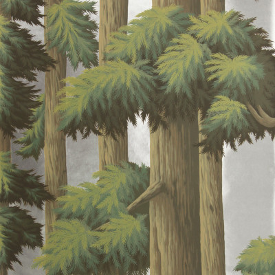 Обои ручная роспись Redwoods Sequoia on Sterling Silver gilded paper