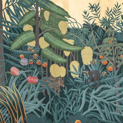 Обои ручная роспись Rousseau Rousseau on Deep Rich Gold gilded paper