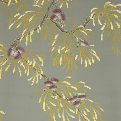 Обои ручная роспись Silk Tree Colourway SC-80 on Pale Grey dyed silk