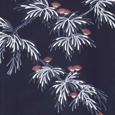 Обои ручная роспись Silk Tree Special Colourway on Empire Blue dyed silk