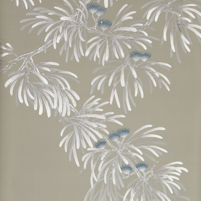 Обои ручная роспись Silk Tree Special Colourway on Pale Grey dyed silk