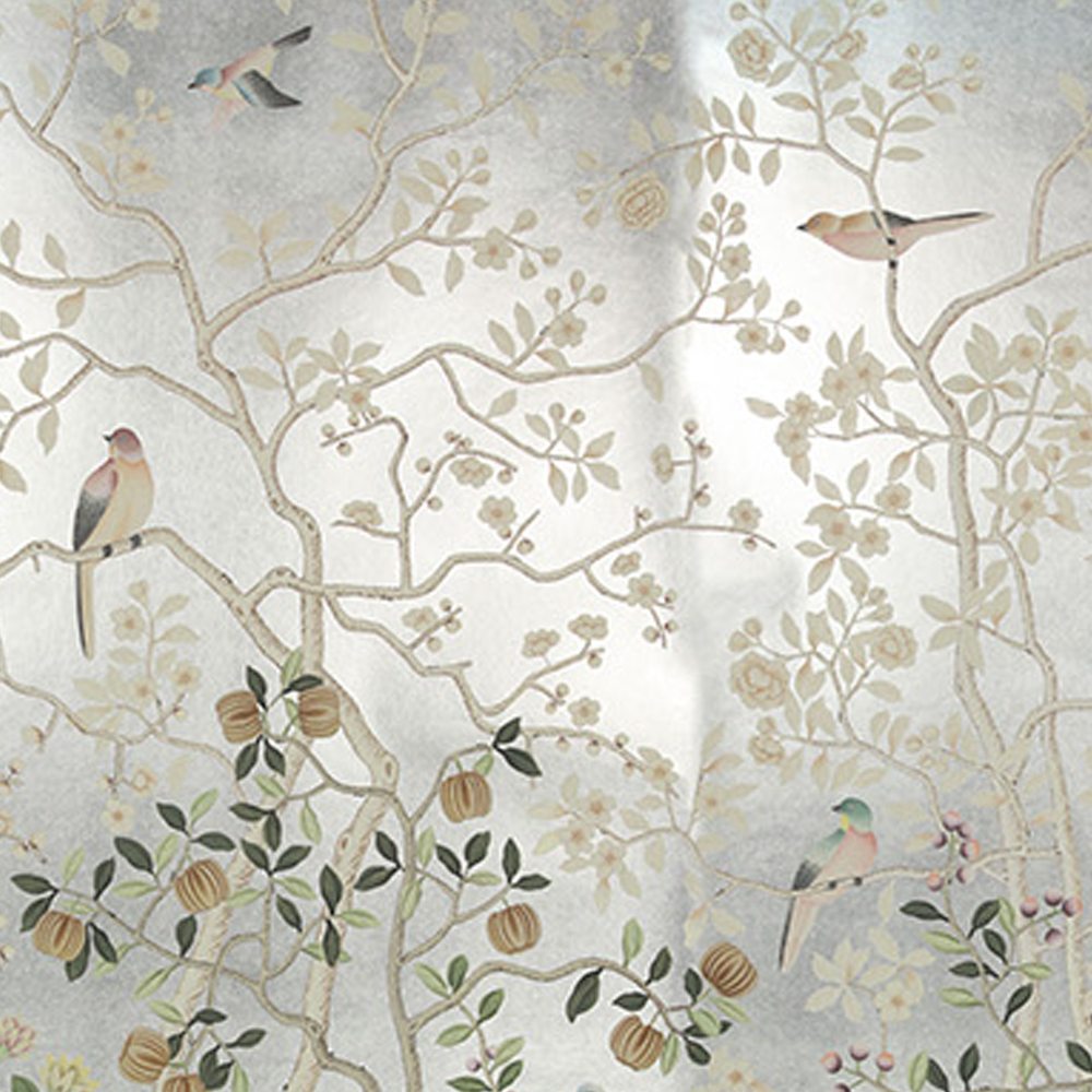 Обои ручная роспись Temple Newsam White Gold gilded silk