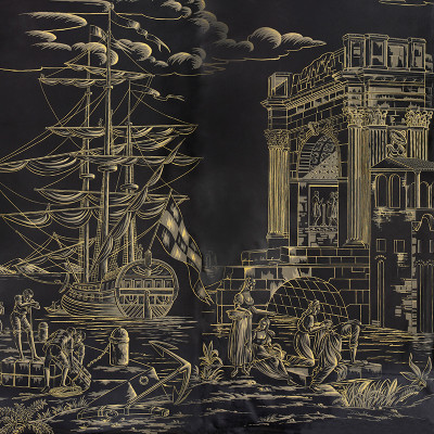 Обои ручная роспись Views of Italy Gold Outline