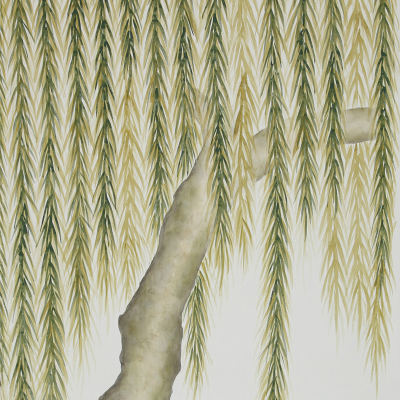 Обои ручная роспись Willow Original colourway on Bleached White dyed silk