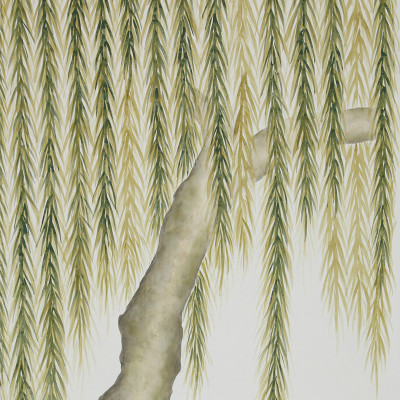 Обои ручная роспись Willow Original colourway on Bleached White dyed silk
