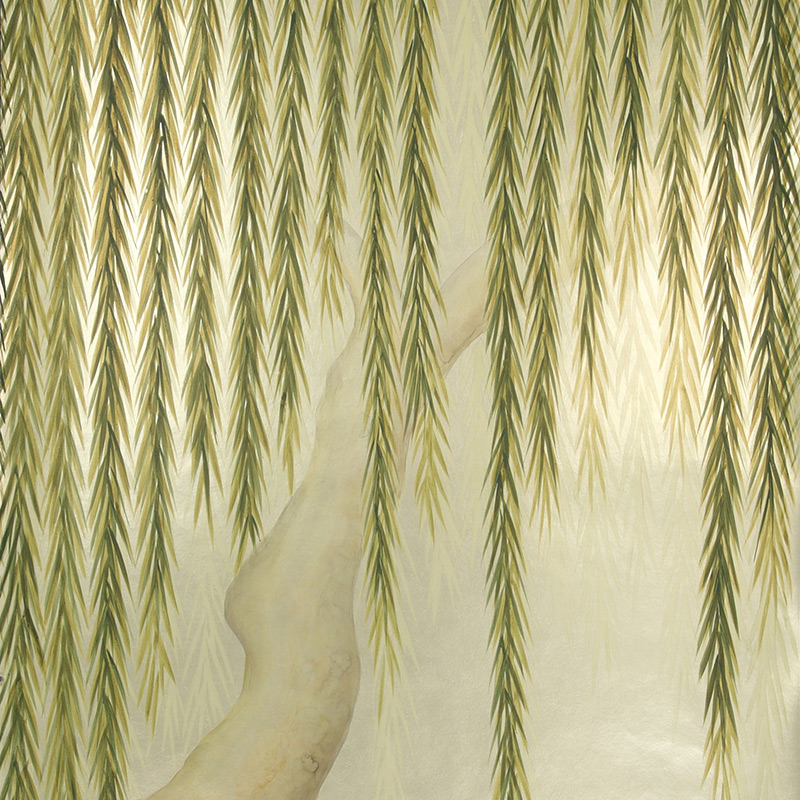 Обои ручная роспись Willow Original colourway on Champagne Gold gilded paper