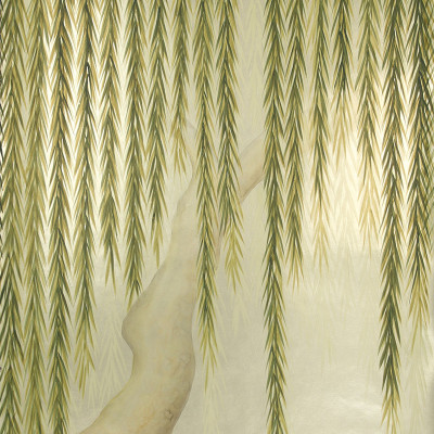 Обои ручная роспись Willow Original colourway on Champagne Gold gilded paper