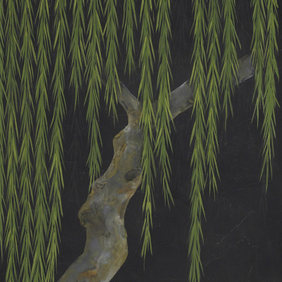 Обои ручная роспись Willow Original colourway on Edo Night painted silk