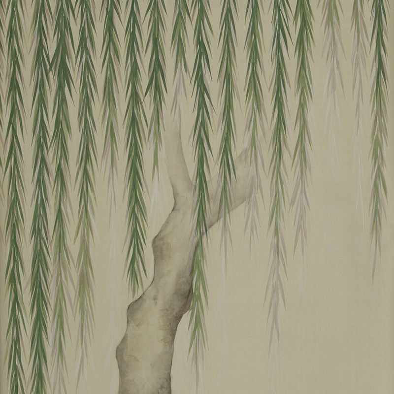 Обои ручная роспись Willow Special Colourway on Icefield dyed silk