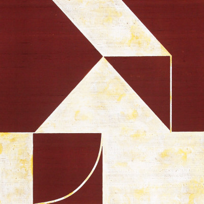 Обои ручная роспись в стиле Арт-деко Assemblage Original colourway on red silk dupion