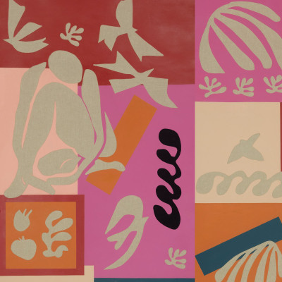 Обои ручная роспись в стиле Арт-деко Jazz Original colourway on painted silk with embroidery