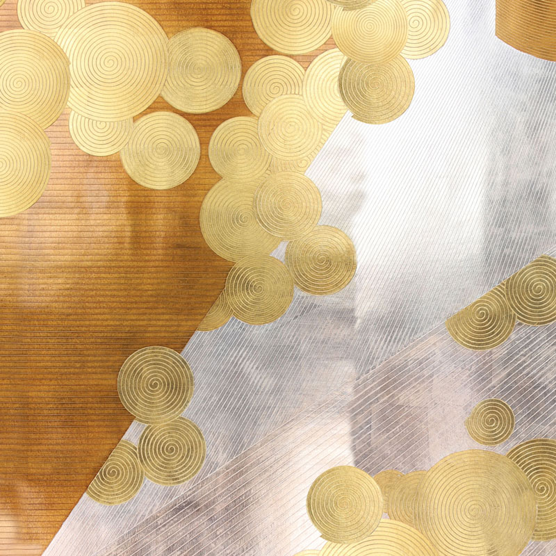 Обои ручная роспись в стиле Арт-деко Namban Colourway SC-290 on Deep Rich Gold gilded paper