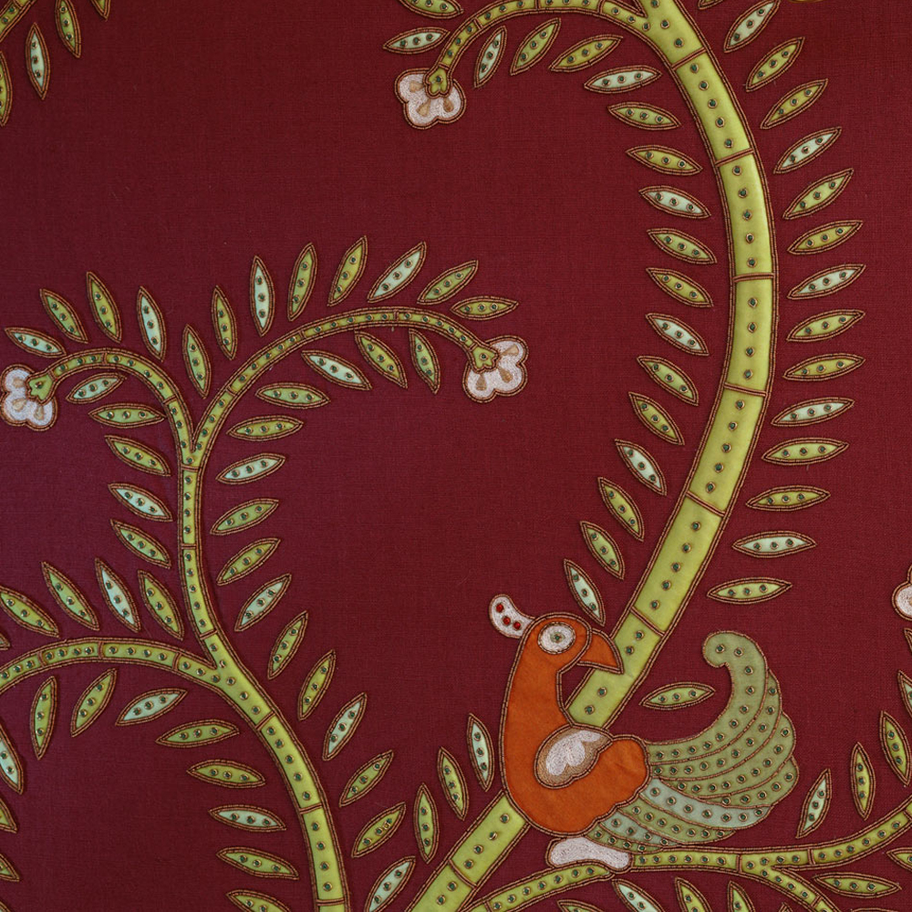Обои с вышивкой ручной работы Fyodor Original colourway on Merlot linen