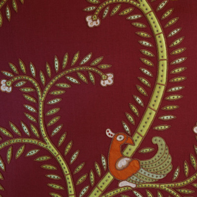 Обои с вышивкой ручной работы Fyodor Original colourway on Merlot linen