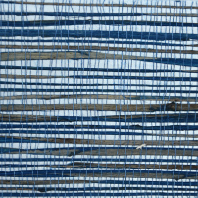 Обои-Соломка из Рафии Синий цвет Raffia Wallpaper Blue II