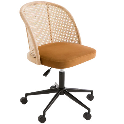 Офисное кресло из велюра и ротанга Eilwen Rattan Wicker Chair