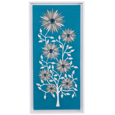 Панно Голубое дерево с глазами бисер TREE OF EYES BEADED ART