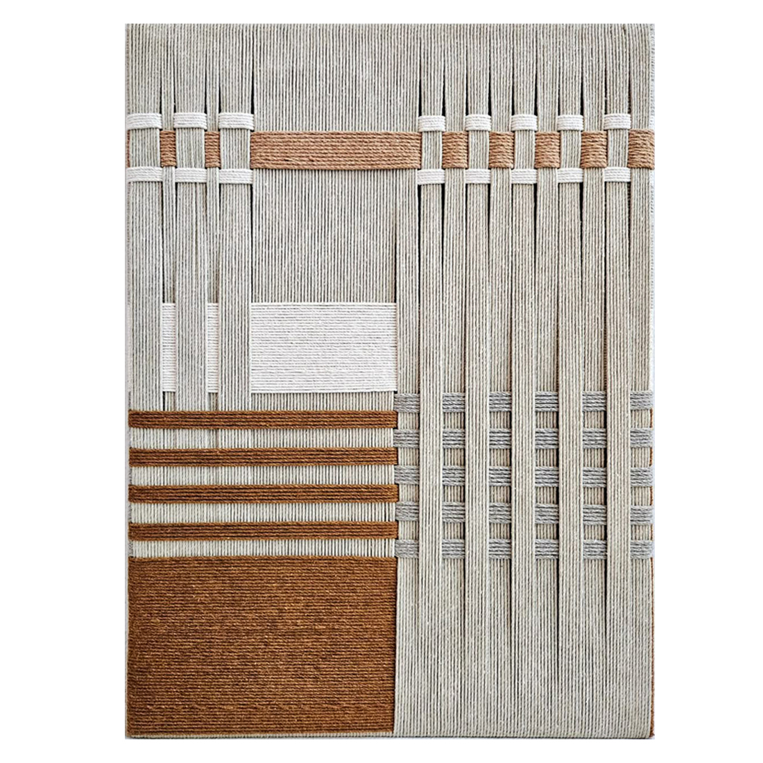 Панно из шнура Бежевая геометрическая абстракция wall panel line beige
