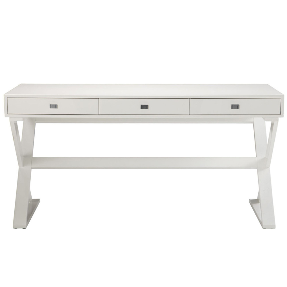 Письменный стол белый с 3-мя ящиками и крестообразным основанием Ymercte