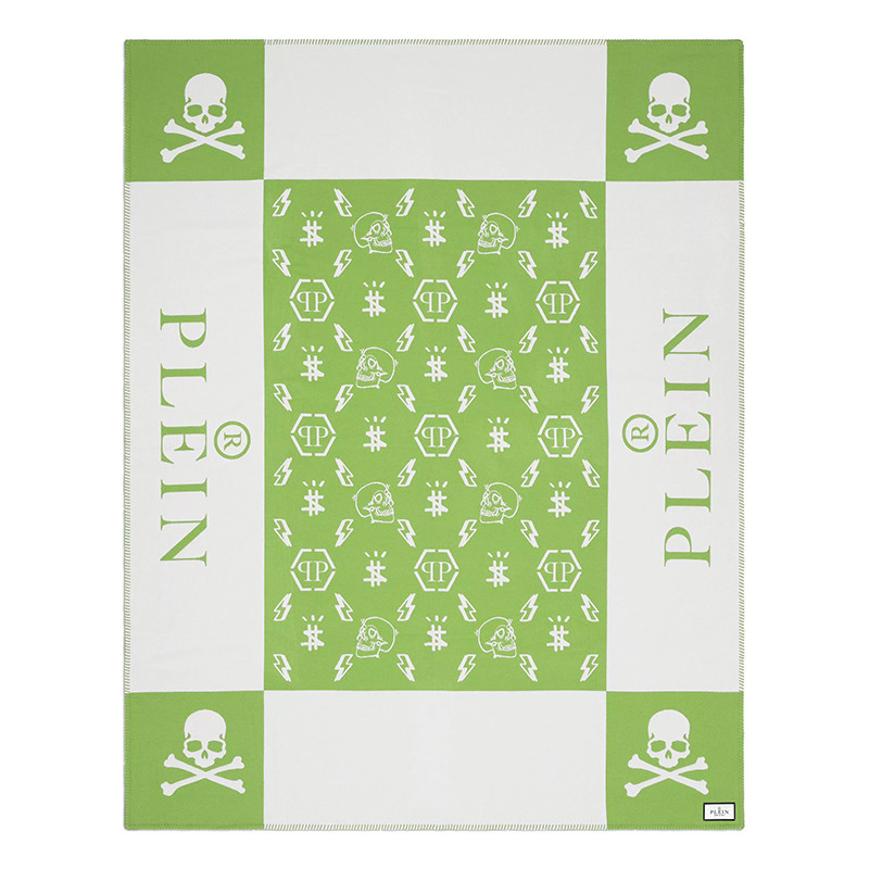 Плед Philipp Plein Plaid Cashmere Skul Green