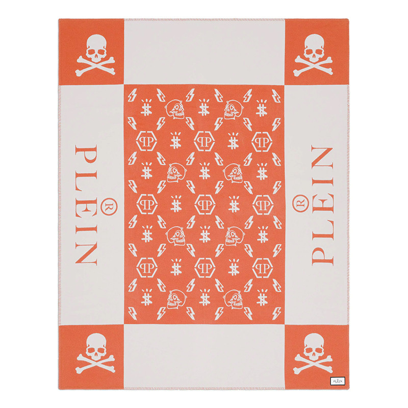 Плед Philipp Plein Plaid Cashmere Skull Orange