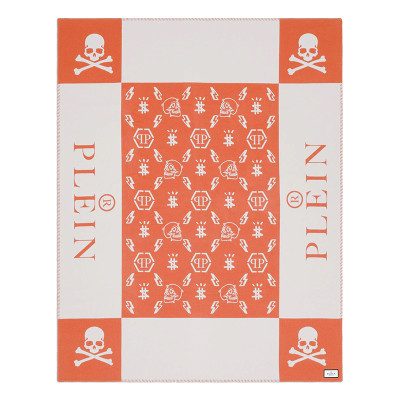 Плед Philipp Plein Plaid Cashmere Skull Orange