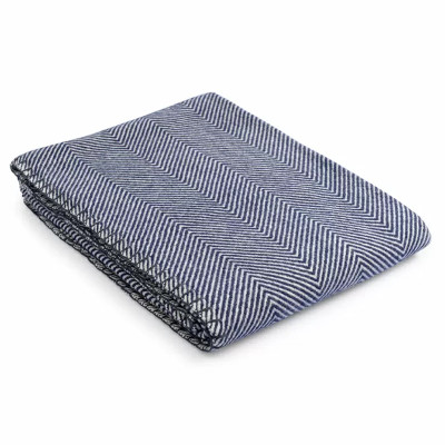 Плед из шерсти мериноса темно-синего цвета 130×180 см Indigo Waves